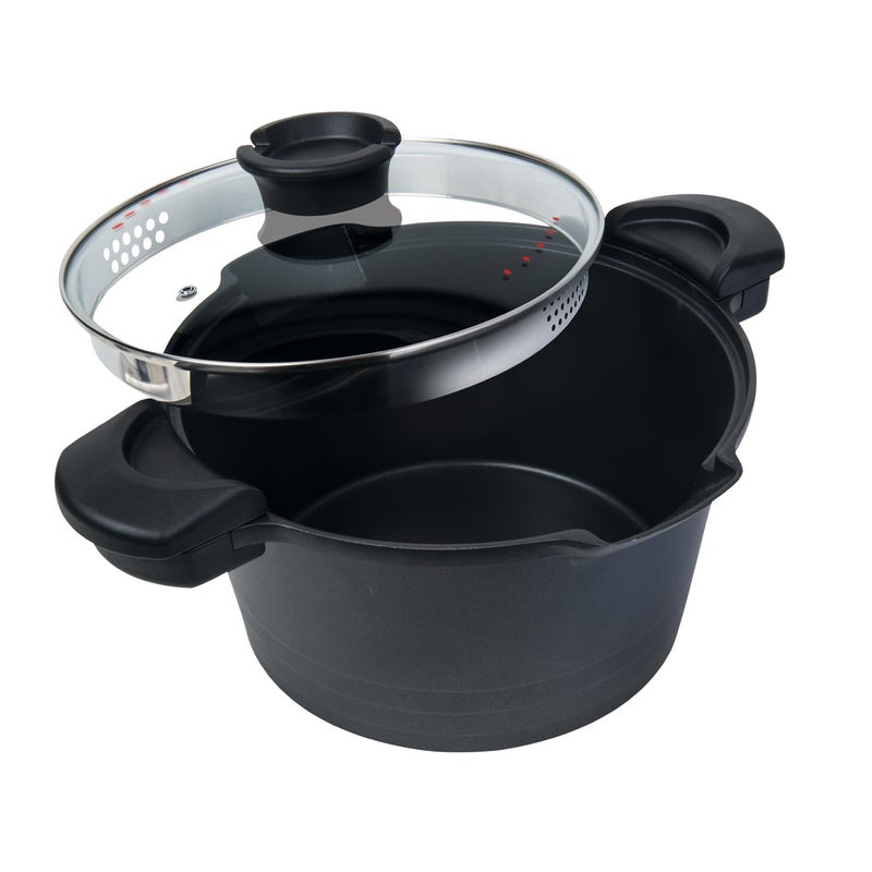 Master Pan MasterPan 5 QT. Non-Stick Stock Nâ€™ Pasta Pot w/Locking Handles and Easy Pour Strainer, 9â€ - Image 2